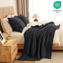PHF 100% Cotton Waffle Weave Throw Blanket, Soft Lightweight Breathable Cozy Summer Throws for Couch Bed Sofa, Luxury Aesthetic Woven Blanket for Home Decor & Office, 50"x60", Black by CozyNest Decor