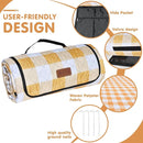 HX&OD Outdoor Picnic Blanket, Extra Large, 80''x60'' Waterproof Foldable Blankets Gingham Picnic Mat for Beach, Camping Grass Lawn Park Accessories Cute Couple Ideas Wedding (Yellow, 80”x60”) by TinyTreasures Baby Boutique