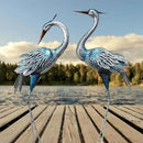 Crane Decor Statues, Blue Heron Garden Statues Metal Yard Art Outdoor Decoy, Garden Sculptures & Statues for Yard/Lawn/Pond/Outdoor Decoration, Set of 2 by GreenHaven Gardens