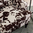 DUOMAY Tufted Accent Chair, Modern Upholstered Wingback Side Arm Chair for Living Room Bedroom with Wood Legs, Comfy Reading Guest Chair for Office, Milk Cow/Brown by CozyNest Decor