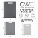 COOK WITH COLOR Non-Slip Cutting Board Set – Kitchen Essentials with Easy Grip Handle for Meat, Veggies, and Fruits, 3 Cutting Boards, Gray by CozyNest Decor