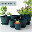 Plant Planters with Drainage Holes and Trays Pack of 6 Plant Pots Indoor and Outdoor Flowers Pots Different Size Plastic Pots, Dark Green by GreenHaven Gardens