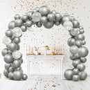 JOYIN 150 Pcs Metallic Silver Balloons, Different Sizes 18 12 10 5 Inch Silver Latex Balloon Arch Kit with Instruction for Birthday Party Graduation Wedding Holiday Decoration by TinyTreasures Baby Boutique