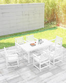HDPE Outdoor Dining Table, 66.9” Rectangle Patio Dining Table for 6, All-Weather HDPE Outdoor Table with 2.2” Umbrella Hole, HDPE Patio Furniture for Deck, Backyard, Garden, Pool, Pearl by CozyNest Decor