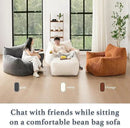 Oversized Bean Bag Chaise Lounge Chair Indoor for Adults with Armrests & Ottoman - Giant Comfy Khaki Beanbag Floor Sofa Cloud Accent Chair for Reading, Gaming, Cozy Plush Cloud Mini Couch by CozyNest Decor