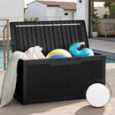 JUMMICO 100 Gallon Resin Deck Box, Waterproof Outdoor Storage Box with Lockable Lid for Garden Tools, Patio Cushions (Black) by CozyNest Decor