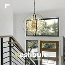 Modern Crystal Chandeliers Firework, 23.2'' Black Gold 12-Light Globe Dandelion Sputnik Chandelier, Hanging Pendant Lighting Fixture for Dining Room, Bedroom, Kitchen, Entryway, Foyer by CozyNest Decor
