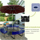 46'' Steel Round Picnic Table for Outdoors, Expanded, Lifetime Picnic Table with Umbrella Hole, Heavy Duty Sturdy Commercial Picnic Tables for Garden Courtyard BBQ, Blue by GreenHaven Gardens