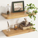 Rustic Elm Wood Floating Shelves for Wall, Round Edge 24"W x 9.2"D x 1.37"H, Set of 2 with Invisible Bracket, Wall Mounted Storage Shelves for Living Room Bedroom Kitchen Bathroom Decor, Natural by TinyTreasures Baby Boutique