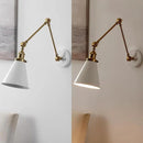 JONATHAN Y JYL7462B-SET2 Rover 7" Classic Industrial Metal Adjustable Arm LED Wall Sconce, White/Brass Gold (Set of 2) for Bedroom, Bathroom, Vanity by CozyNest Decor