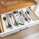 Adjustable Kitchen Drawer Organizer for Utensils and Junk, Food-Safe Contract Grade with 100% Sustainable Wood, Expandable from 16 to 28 Inches Wide - White Bamboo by CozyNest Decor