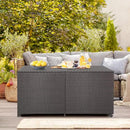HAPPYGRILL 175 Gallon Outdoor Rattan Deck Box, Wicker Storage Bin with Zippered Liner & 2 Universal Wheels, Safe Pneumatic Rod, Patio Rattan Storage Container for Cushions Pillows by CozyNest Decor