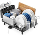 Stainless Steel Dish Drying Rack - Large Capcity 304 Grade Dish Drainer for Kitchen Counter with Drain Board, Utensil Holder & Detachable Cup Shelf, Rustproof Multifunctional Organizer by CozyNest Decor