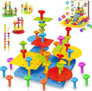 Peg Board Toy set 73Pcs DIY Building Stacking Toys for Kids 3-6 Years Old,STEM Educational Kids Toy for Brain Development,Montessori Sensory Toys,Upgrade Various Foam Board Plastic Lacing String Game by TinyTreasures Baby Boutique