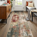 Washable Area Rugs 2'x8' Non-Slip Modern Abstract Soft for Living Room Entryway Bedroom Nursery, Print Pattern, Brown Rust Red Multi by TinyTreasures Baby Boutique
