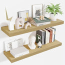 Fun Memories Floating Shelves for Wall 36 Inches, Wood Shelves with Invisible Bracket, 10" Deep Shelves Wall Mounted, Large Wood Floating Shelves for Living Room Bathroom, Oak, Set of 2 by CozyNest Decor
