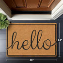 Barnyard Designs Natural Coco Coir Heavy Duty Backing Doormat - Large Cute Non-Slip Front Door Welcome Mat for Outside Entrance or Porch Entry, Brown (24x36, Hello) by CozyNest Decor