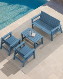 SERWALL Rectangle Outdoor Coffee Table, HDPE Patio Coffee Table, Navy by CozyNest Decor