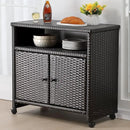 Outdoor Wicker Storage Cabinet - Patio Bar Table with Wheel,Outdoor Buffet Cabinet Movable,Garden Weather-Proof Bar Table/Cart for Indoor&Outdoor (Dark Brown) by CozyNest Decor