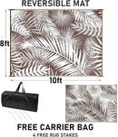 Outdoor Rug Waterproof for Patios Clearance, Reversible Outdoor Plastic Straw Rug Camping Carpet, Outside Floor Mats Large Area Rugs for RV,Patio,Deck,Porch,Beach,Balcony，10'x8',Brown&White by GreenHaven Gardens