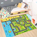 Kids Rug Playroom Car Rug Play Mat City Life Road Rugs Fun City Map for Kids Toy Cars,Carpet for Bedroom Boys (Green-Rug, 2.6x3.9ft) by CozyNest Decor