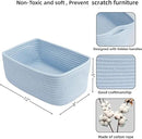 Small Woven Storage Baskets 12“X8”X5“ Decorative Rope Bins for Organizing Shelves, Closets, and Toys, Empty Gift Baskets, Cute Organizer Basket for Home and Office (blue, regular)