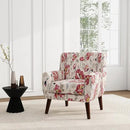 UIXE Floral Accent Chair, Modern Upholstered Armchair in Fabric for Living Room, Comfy Club Arm Chairs Single Sofa Button Tufted Bedroom Reading Seat - Pattern White, Set of 1 by CozyNest Decor