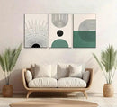 3 Pcs Sage Green Boho Canvas Wall Art Modern Abstract Minimalist Neutral Bohemian Sun Geometric Line Painting Picture Wall Decor Poster Print Artwork for Living Room Bedroom Home Decoration by CozyNest Decor