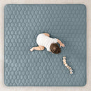 Comfy Cubs Square Kids Play Mat - 56 x 56 inches Soft Quilted Baby Floor Mat with Non-Slip Bottom - Plush Design for Toddlers' Playtime and Relaxation - Comfortable and Durable - Pacific Blue by TinyTreasures Baby Boutique
