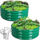 FORTUNO 2 Pcs 2 Ft Round Raised Garden Bed Box Galvanized Metal Outdoor High Flower Bed Steel Patio Ground Planter for Planting Vegetables and Herbs, Green by GreenHaven Gardens