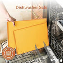 SMIRLY Plastic Cutting Board Set with Holder 3 Pieces, Non-Slip Dishwasher Safe Chopping Boards for Kitchen, Yellow by CozyNest Decor