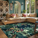 LIVEBOX Washable Bedroom Rug 8x10 Under Bed, Modern Stain Resistant Dark Green Botanical Rug for Living Room Playroom Kids Boy Room, Non-Slip Jungle Forest Print Rugs for Nursery Baby by CozyNest Decor