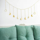 Mkono Moon Phase Wall Hanging Boho Aesthetic Room Decor Metal Moons Garland Hanging Art Bohemian Home Decoration for Girls Room Nursery Bedroom Livingroom Dorm, Ideal, Gold, 50" by CozyNest Decor