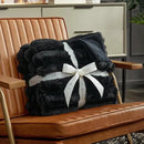 Cozy Bliss Faux Fur Throw Blanket for Couch, Cozy Warm Plush Striped Blanket for Sofa Bedroom Living Room,60 * 80 Inches Black by CozyNest Decor