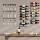 Sorbus Wall Mount Wine Rack + Under Cabinet Wine Glass Holder Set - Wine Rack Wall Mounted for Wine Bottles, Champagne, and Wine Glasses - Complete Your Home Bar & Wine Kitchen Storage, 1 Pack by CozyNest Decor