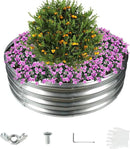 36 Inch Diameter Silver Galvanized Garden Raised Bed/Plant Box/Fire Ring-0.8mm Thick,12 Inch Tall,Crimped Edge and Corner,No Sharpe,Perfect for Plantings (3FT Diameter, Round) by GreenHaven Gardens