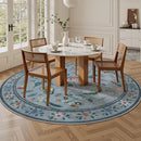 6ft Washable Round Rug - Bug Rugs for Living Room Non-Slip Low Pile Soft Ultra-Thin Machine Washable Circle Carpet for Bedroom, Entryway, Nursery, Kitchen, Home Office (6' Round Blue) by TinyTreasures Baby Boutique