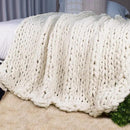 Carriediosa Chunky Knit Throw Blanket 50" X 60", 100% Hand Made Large Chenille Loop Yarn Soft Fluffy Throws for Couch Sofa Bed, Big Crochet Cozy Heavy Thick Cable Woven Blankets, Cream White by CozyNest Decor