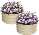 ZXZYHFTY Round Galvanized Raised Garden Bed kit,White Outdoor Garden Raised Planter Box, Round Large Metal Raised Garden Beds for Vegetable 2 * 2 * 1ft 2 Pcs by GreenHaven Gardens