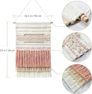 Dremisland Macrame Woven Wall Hanging Home Decor Bohemian Beige Geometric Wave Art Decor with Wool Ball and Tassle-Elegant Apartment Bedroom Dorm Room Door Decoration (Pink Line) by CozyNest Decor