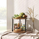 Lazy Susan Organizer, Rotating Spice Rack, 2 Tier Spice Turntable Organizer, Industrial Turntable Spice Holder, for Kitchen Countertop and Cabinet, Compact and Versatile, Rustic Brown SR22BR by CozyNest Decor