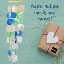 Bellaa 22906 Wind Chimes Outdoor, Garden Decorations, Musical, Indoor/Outside Windchimes, Beach, Ocean Breeze, Gifts for Mom, Gift for All Occasions, Capiz Sea Glass Shells Wood White Blue Green by CozyNest Decor