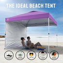 CROWN SHADES 10x10 Pop Up Canopy with 1 Side Wall - Beach Tent with One Push Setup - Outdoor Sun Shade for Events, Parties, Camping - Gazebo with STO-N-Go Cover Bag (Purple) by GreenHaven Gardens