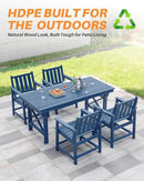 HDPE Outdoor Dining Table, 66.9” Rectangle Patio Dining Table for 6, All-Weather HDPE Outdoor Table with 2.2” Umbrella Hole, HDPE Patio Furniture for Deck, Backyard, Garden, Pool, Navy by CozyNest Decor