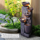 SunJet 5-Tier Cascading Indoor/Outdoor Water Fountain with LED Lights - 39.7" High Large Waterfall Floor Standing Fountain for Garden, Patio, Yard, and Deck Decor - Relaxing Outdoor Water Feature by GreenHaven Gardens