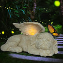 WONDER GARDEN Sleeping Dog Angel Statue with Solar Light - Pet Memorial Stone, in Memory of Dog, Marker Tribute Statues, Resin Guardian Angels, Bereavement Gift by GreenHaven Gardens