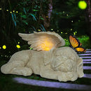 WONDER GARDEN Sleeping Dog Angel Statue with Solar Light - Pet Memorial Stone, in Memory of Dog, Marker Tribute Statues, Resin Guardian Angels, Bereavement Gift by CozyNest Decor