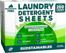 Sudstainables Eco Friendly Laundry Detergent Sheets - (200 Count), Unscented, Zero Waste, Plastic Free, Ultra Cleaning Strength, Sensitive Skin Safe, Saves Space by CozyNest Decor