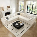 118" Cloud Couch Oversized Modular Sectional Sofa for Living Room,Modern Sofa with Deep Seat，V Shaped Boneless Couch,Comfy Upholstered Corduroy Couches for Apartment, Studio, Office,Bedroom，White by CozyNest Decor