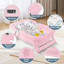 Collapsible Baby Bathtub,Baby Bath Tub with Thermometer & Soft Cushion,Baby Bathtub for Newborn to Toddler 0-36 Months,Portable Travel Baby Tub with No-Slip Feet,Baby Shower Gifts,Pure Pink by TinyTreasures Baby Boutique